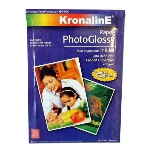 Papel Fotográfico Photoglossy Inkjet Kronaline 4x6 Pul 25 Pz