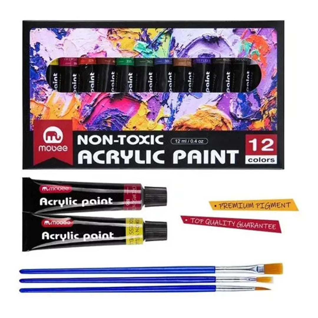 Pintura Acrílica Profesional Con 12 Ml 3 Pinceles