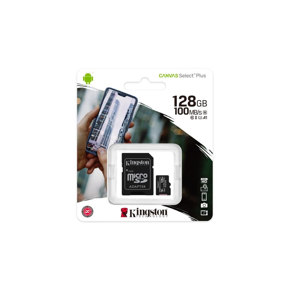 Memoria Micro Sd Kingston 128 Gb Canvas Select Plus 100 Mbs.