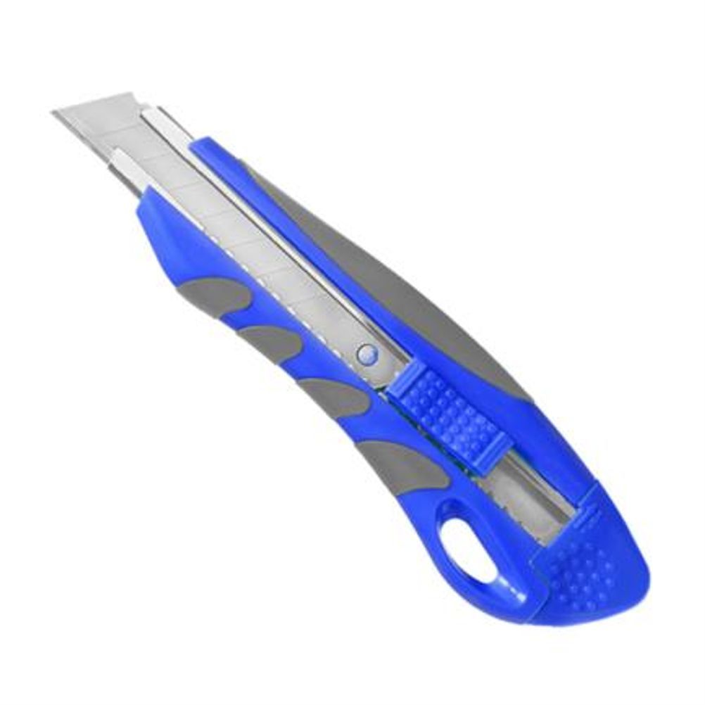 Cutter Navaja de Acero Deslizable Plástico Aluminio Metal Color Azul.