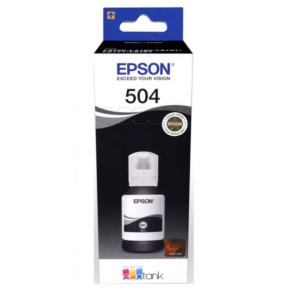 Tinta para Impresora Epson Original T504 Color Negro 127ml EcoTank L4150/L4160