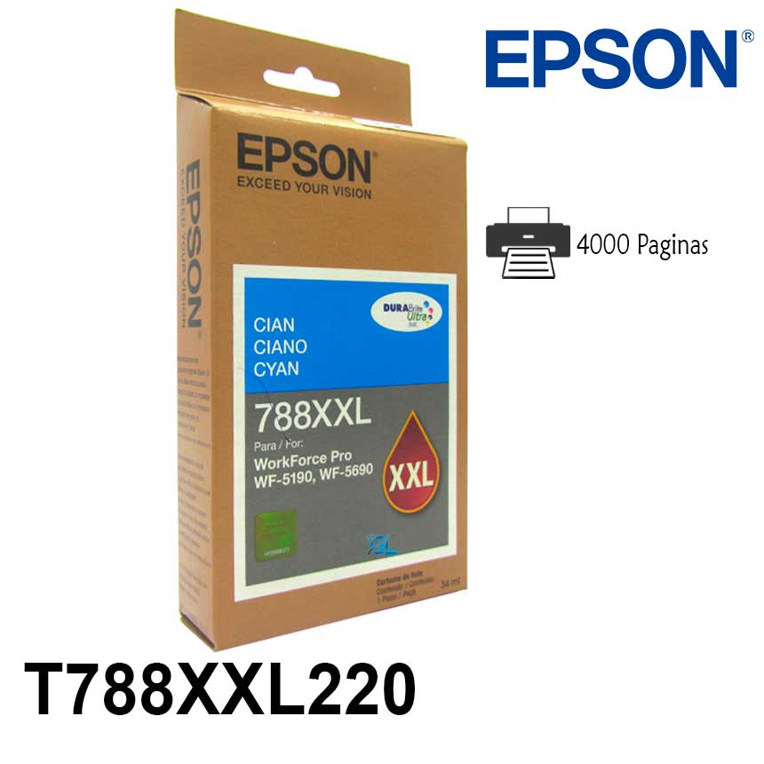 Cartucho de Tinta para Impresora Epson T788XXL Cian WorkForce-6090