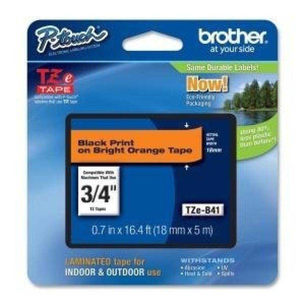 Cinta para Impresora de Etiquetas Brother TZeB41 TZ Transferencia Térmica Negro/Naranja