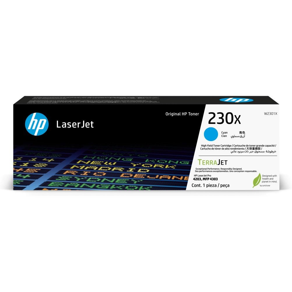 Cartucho de Tóner HP LaserJet 230X Color Cian Compatibilidad HP Color LaserJet Pro 4201-4203dne/dwe HP+ Printer series,