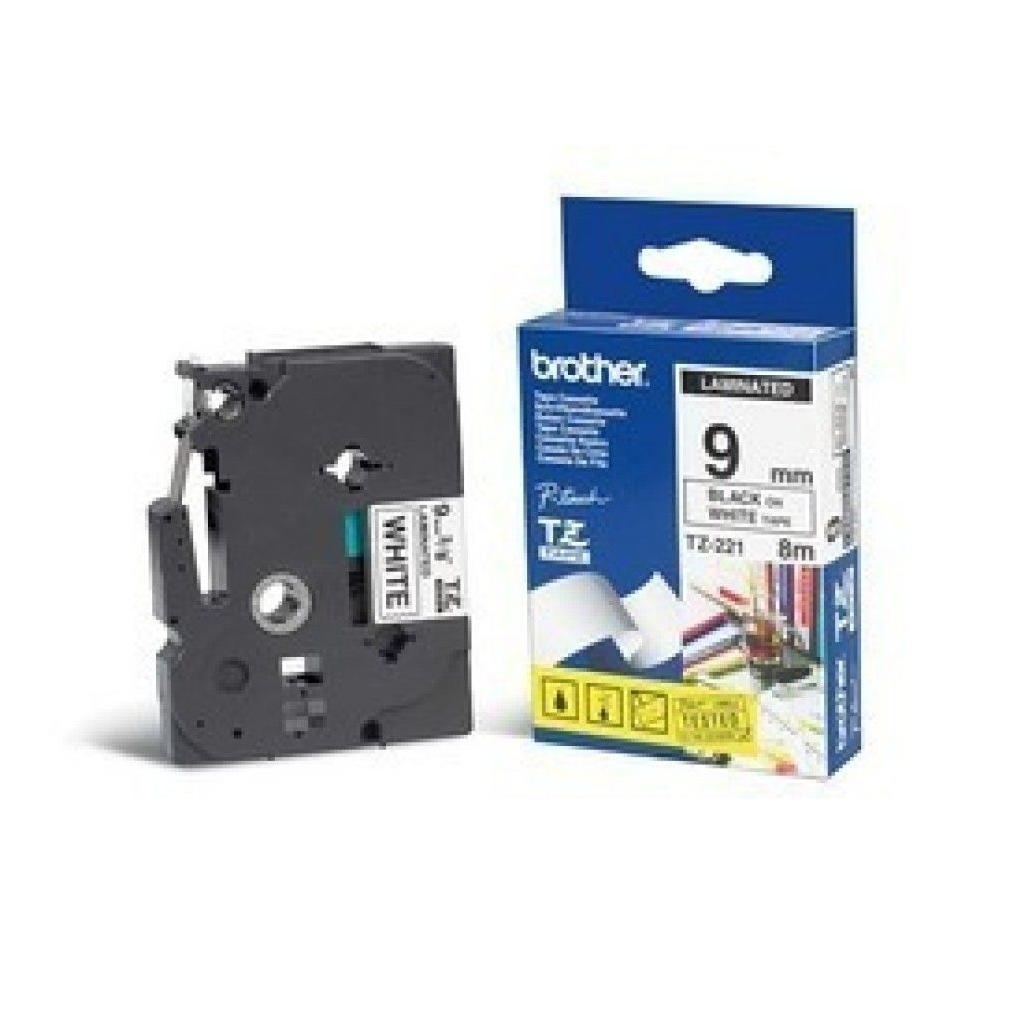 Cinta para Impresora de Etiquetas Brother TZe-221 Negro sobre Blanco PT-E500, E550W