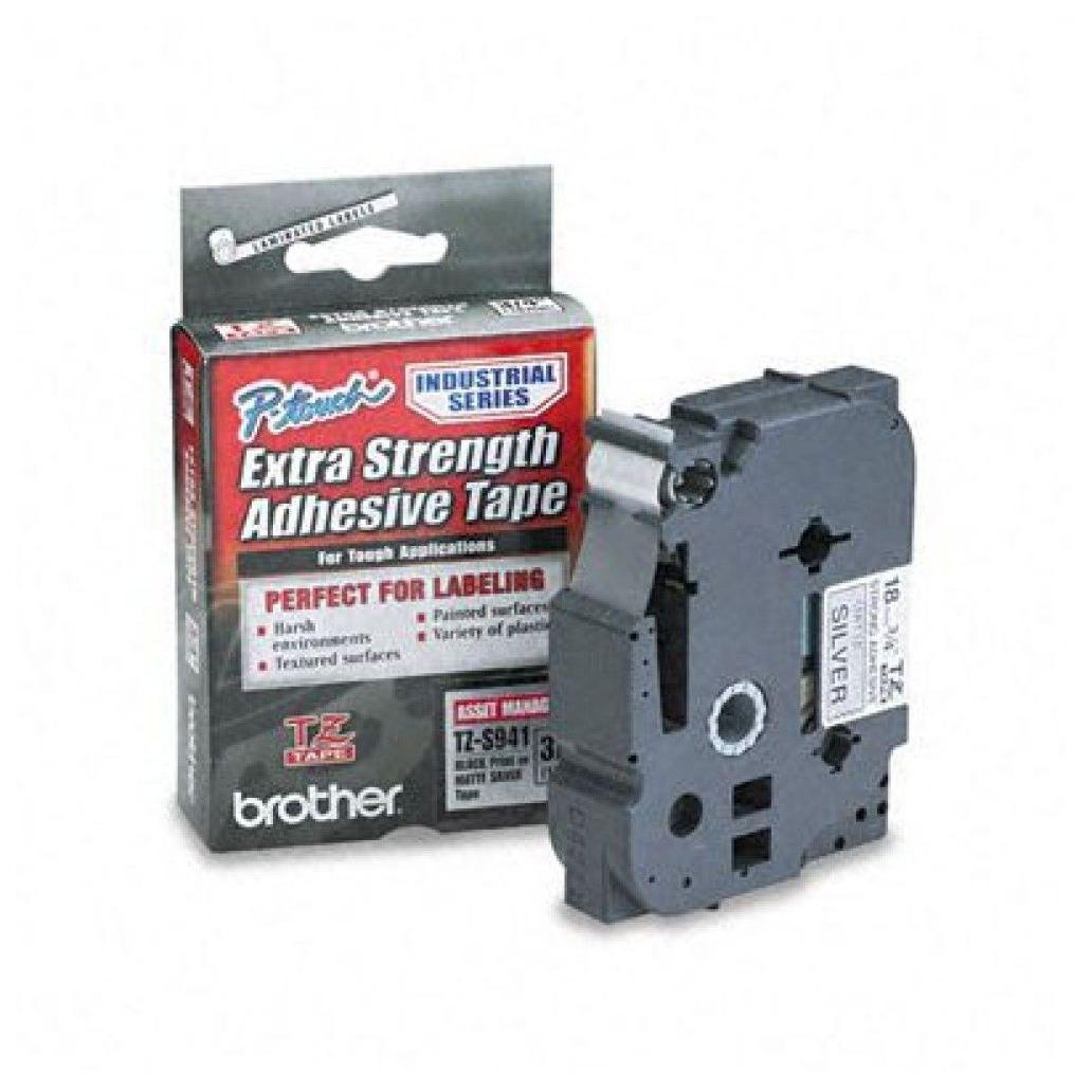Cinta para Impresora de Etiquetas Brother TZES941 TZ Transferencia Térmica Negro sobre Plata Mate