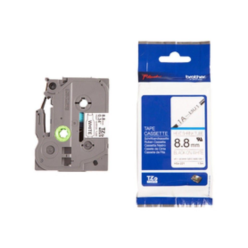 Cinta para Impresora de Etiquetas Brother HSE-221 TZe Negro sobre Blanco PT-E300VP