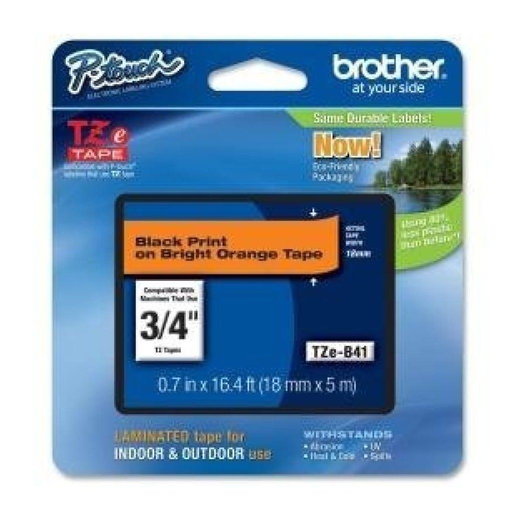 Cinta para Impresora de Etiquetas Brother TZeB41 TZ Transferencia Térmica Negro/Naranja
