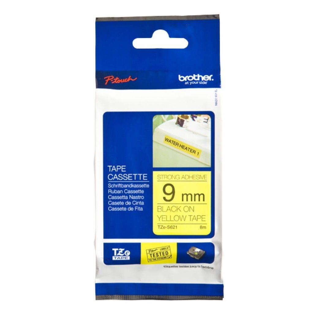 Cinta para Impresora de Etiquetas Brother TZeS621 TZ Transferencia Térmica Negro sobre Amarillo