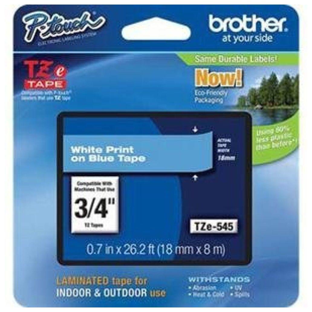 Cinta para Impresora de Etiquetas Brother TZe545 TZ Blanco sobre Azul PT300,310B