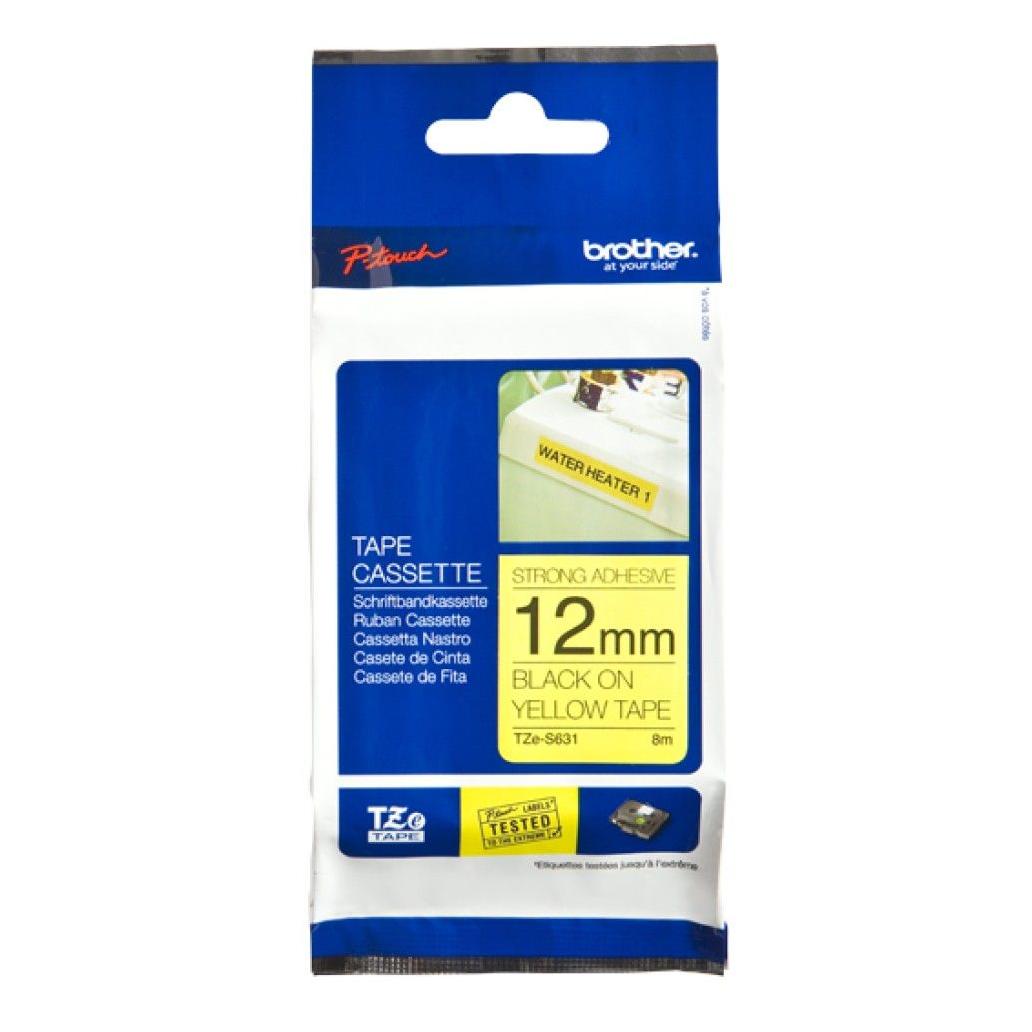 Cinta para Impresora de Etiquetas Brother TZeS631 TZ Negro sobre Amarillo