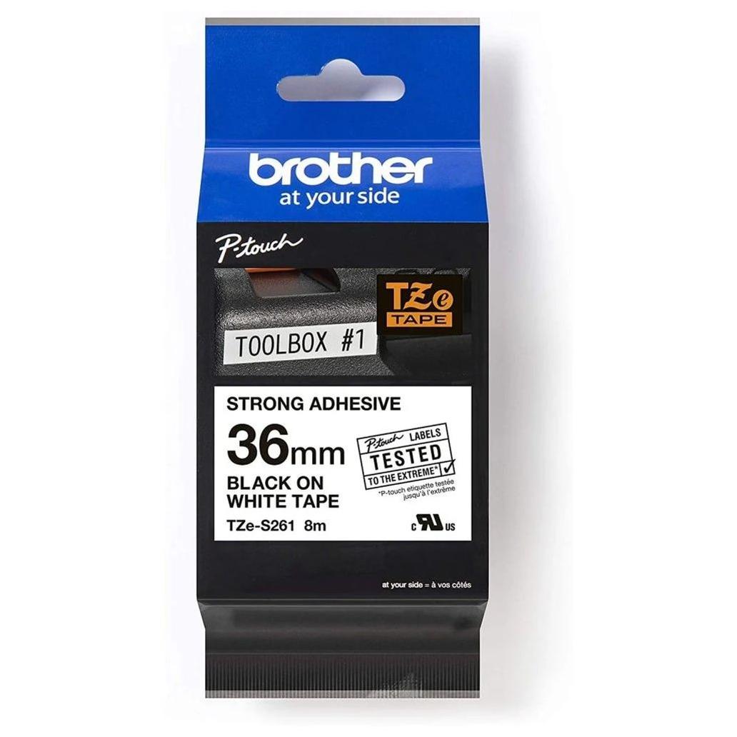 Cinta para Impresora de Etiquetas Brother TZeS261 TZ Negro sobre Blanco