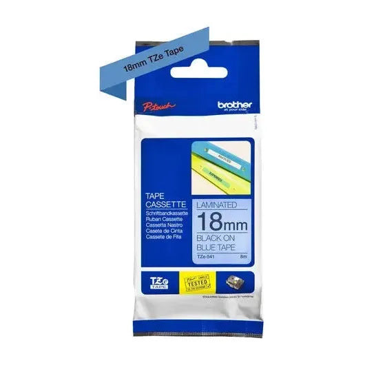 Cinta para Impresora de Etiquetas Brother TZE541 TZe Negro sobre Azul
