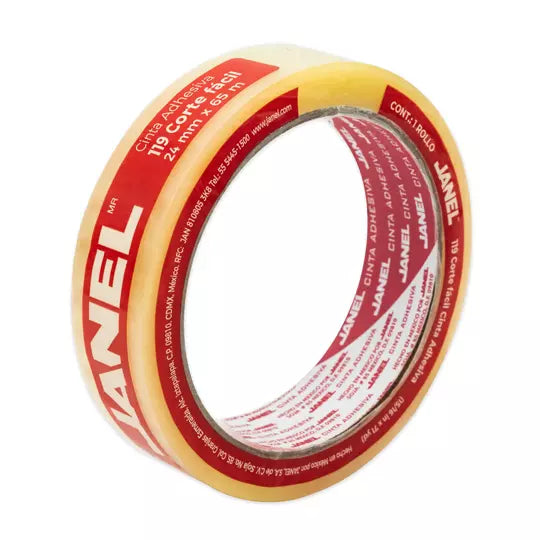 Cinta Adhesiva Corte Facil Janel 119 Transparente De 24 Mm X 65 M 1 Pza
