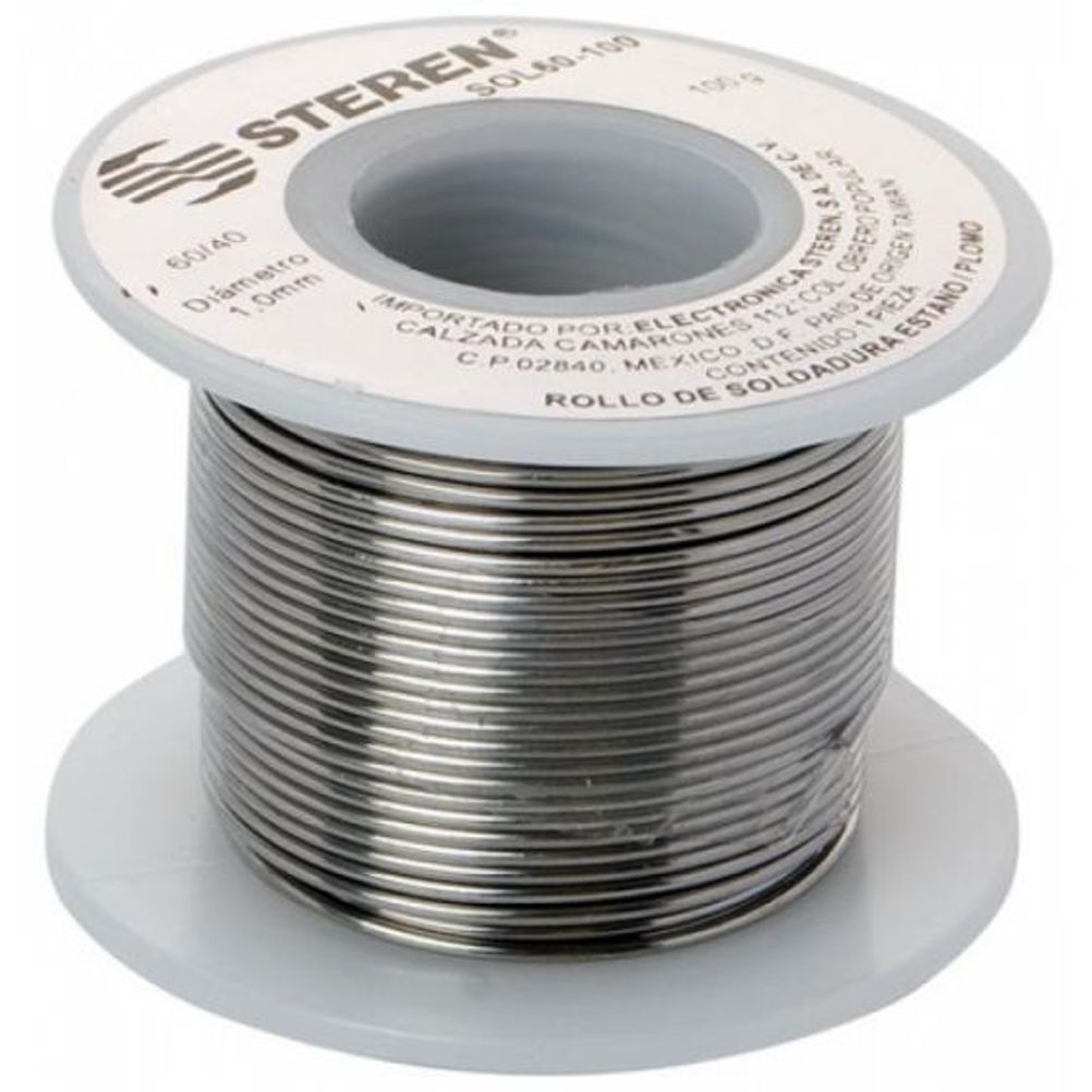 Rollo de Soldadura Steren SOL60-100 Aleación de Estaño-Plomo (60/40) Plata