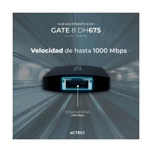 Acteck Hub USB C 3.1 Macho - 3x USB A 3.1, 1x HDMI, 1x RJ-45, 1000 Mbit/s Negro