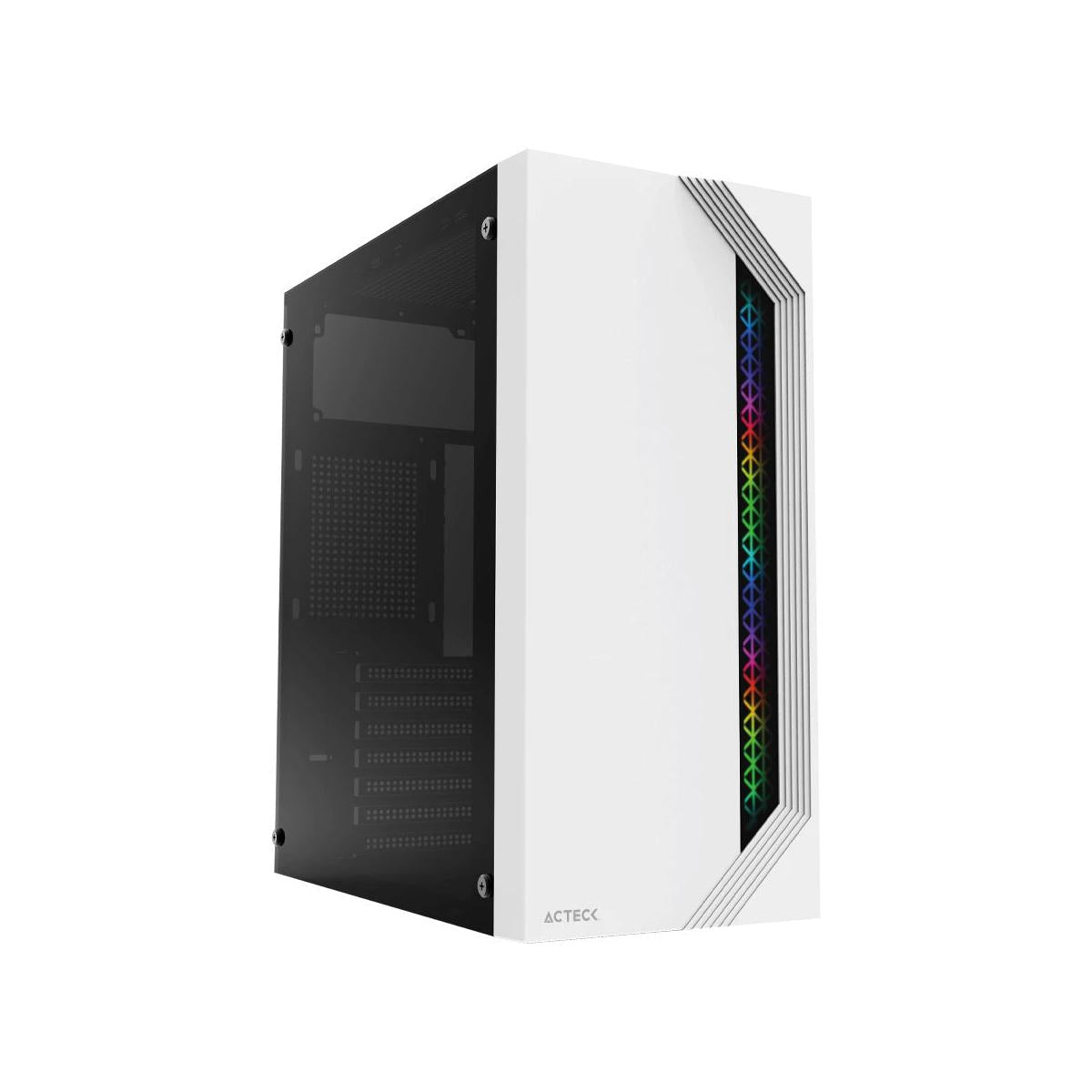 Gabinete Acteck Viken GM434 con Ventana RGB, Midi-Tower, ATX/Micro-ATX/Mini-ITX, USB 2.0, con Fuente de 500W, sin Ventiladores Instalados, Blanco