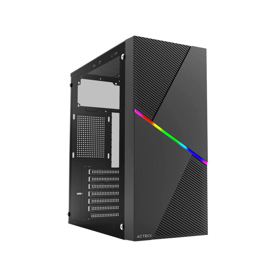 Gabinete Acteck Draco GM450 con Ventana RGB, Midi-Tower, ATX/Micro-ATX/Mini ATX, USB 2.0, con Fuente de 500W, sin Ventiladores Instalados, Negro