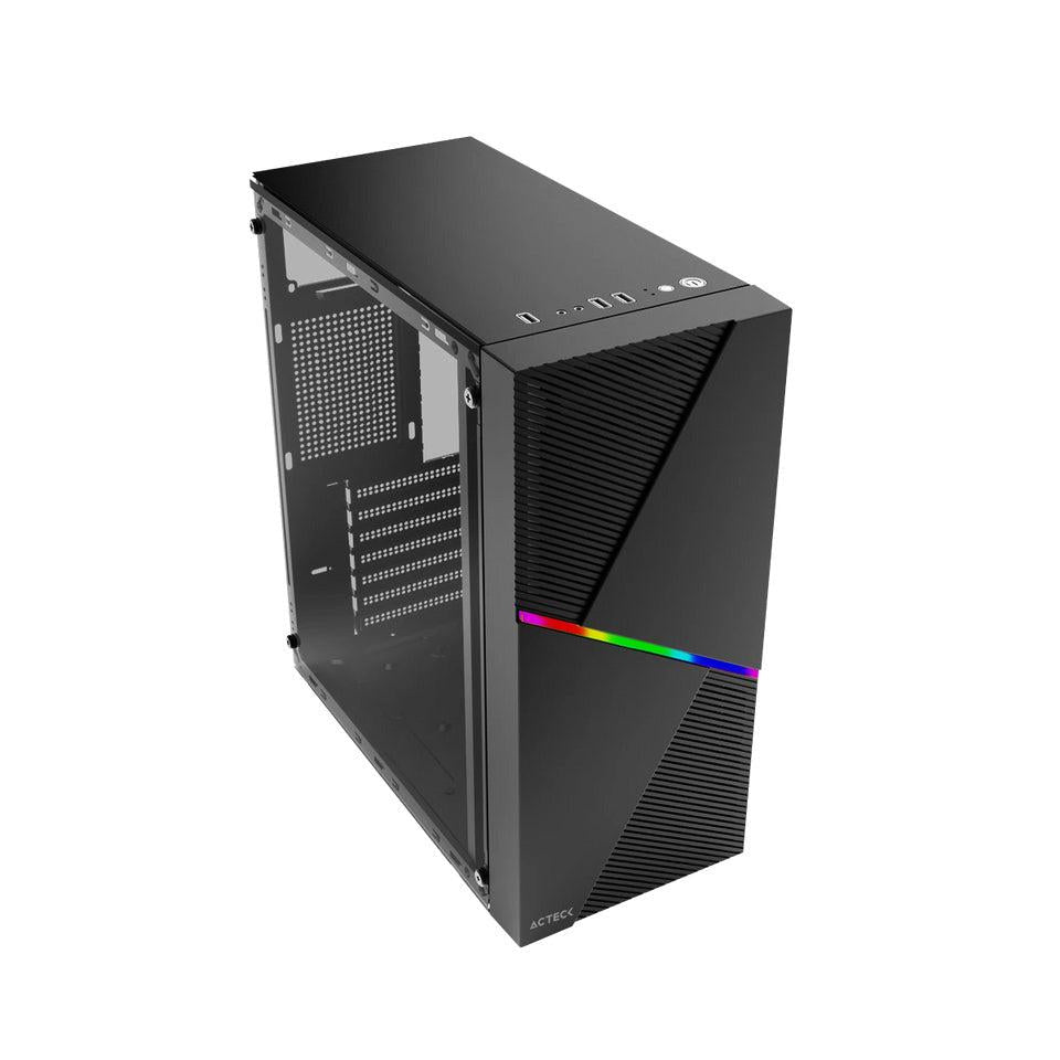 Gabinete Acteck Draco GM450 con Ventana RGB, Midi-Tower, ATX/Micro-ATX/Mini ATX, USB 2.0, con Fuente de 500W, sin Ventiladores Instalados, Negro