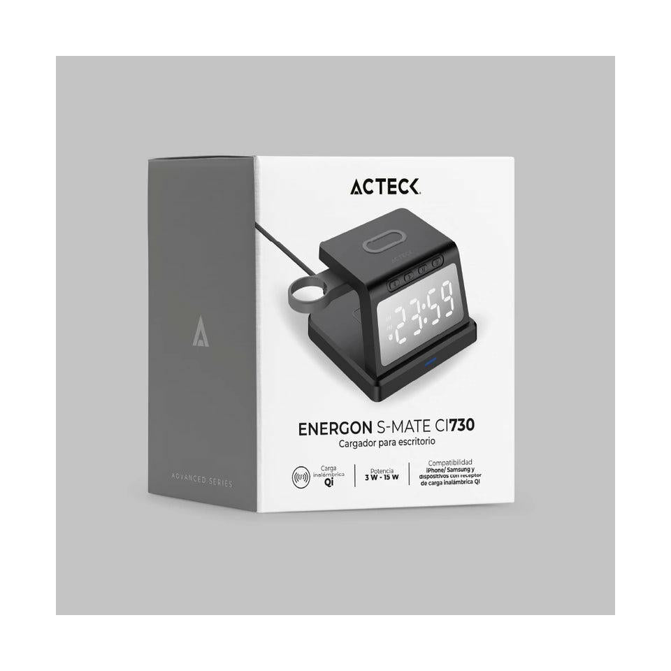 Acteck Cargador Inalámbrico Energon S-Mate CI730 3 en 1, 15W, USB-C, Negro
