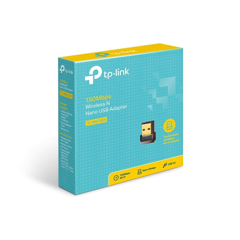 Adaptador de Red TP-Link TL-WN725N, USB, Nano, Inalambrico, 150 MBPS 2.4 GHZ