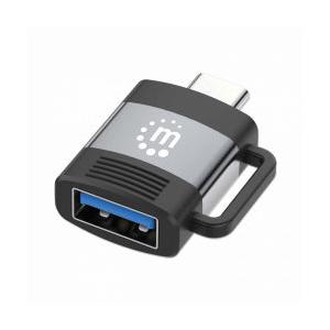 Manhattan Adaptador USB A 3.0 Hembra - USB C Macho, Negro/Gris