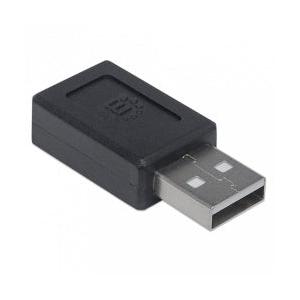 Manhattan Adaptador USB C 2.0 Hembra - USB A Macho, Negro