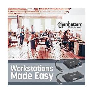 Manhattan Adaptador USB C Macho - HDMI/USB A/USB C Hembra, Negro