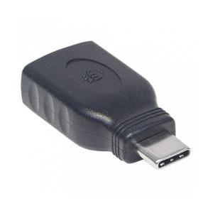 Manhattan Adaptador USB C Macho - USB A Hembra, Negro