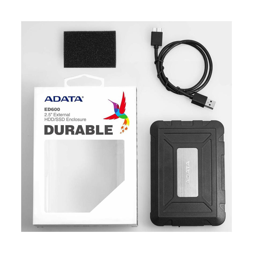 Adata Gabinete de Disco Duro ED600 2.5'', SATA III, USB 3.1, Negro