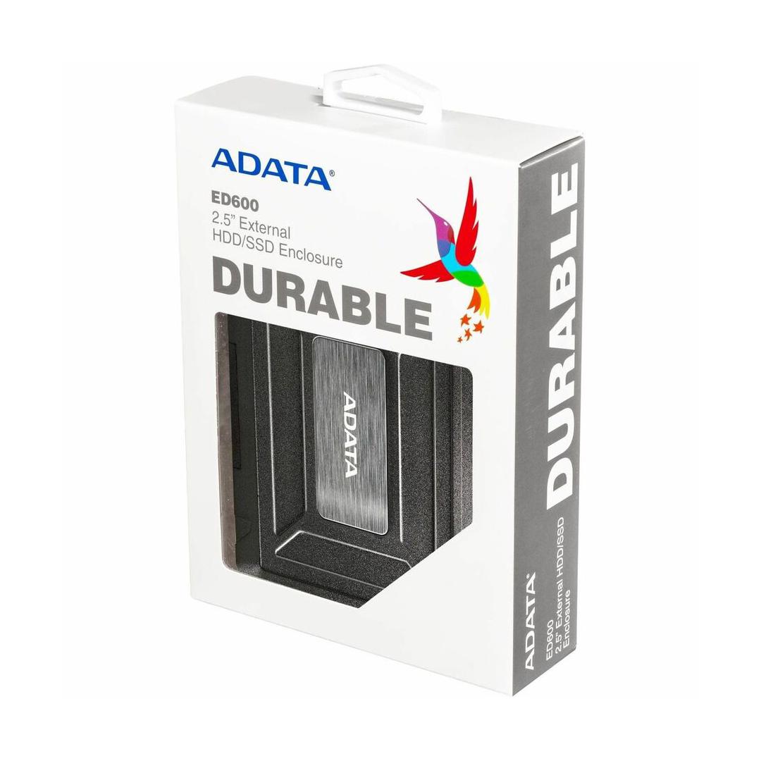 Adata Gabinete de Disco Duro ED600 2.5'', SATA III, USB 3.1, Negro