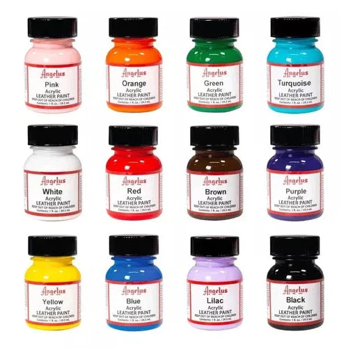 Kit Pinturas Acrílicas Para Cuero Angelus 12 Colores Básicos