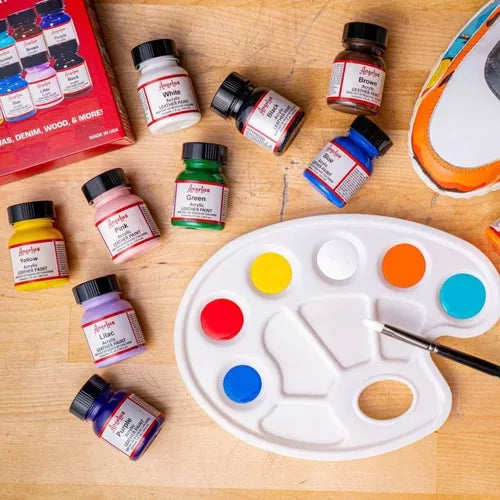 Kit Pinturas Acrílicas Para Cuero Angelus 12 Colores Básicos