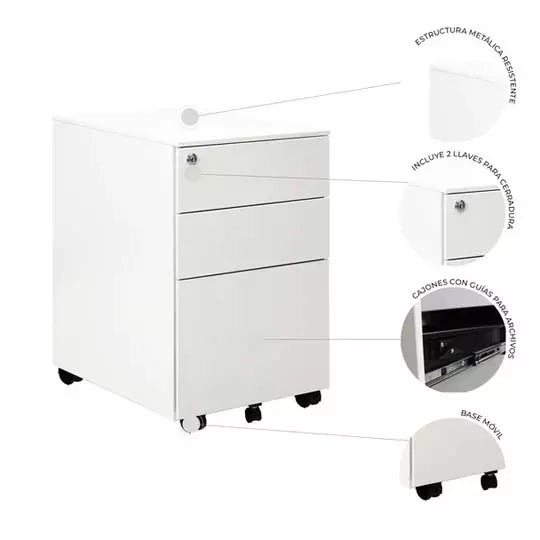 Archivero Vertical Mundo In , 1 Gaveta + 2 Cajones, Blanco