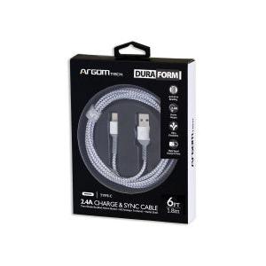 Argomtech Cable USB-C Macho - USB-A Macho, 1.8 Metros, Blanco