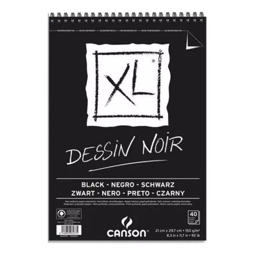 Block Arte Dessin Noir Canson Negro Espiral A4 150g 40 Hojas