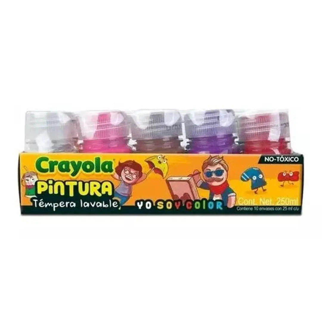 Pintura Témpera Lavable Crayola 10 Frascos De 25 Ml C/u