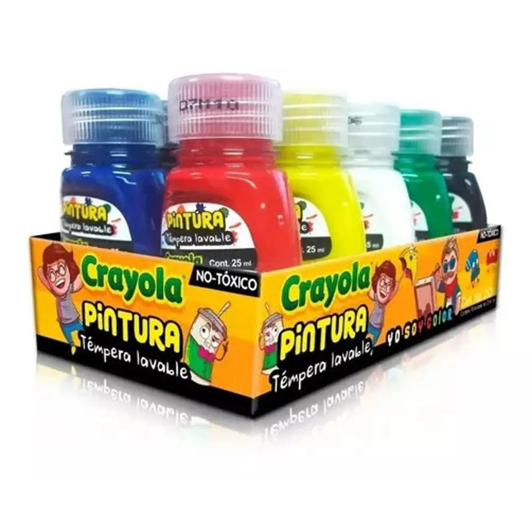 Pintura Témpera Lavable Crayola 10 Frascos De 25 Ml C/u