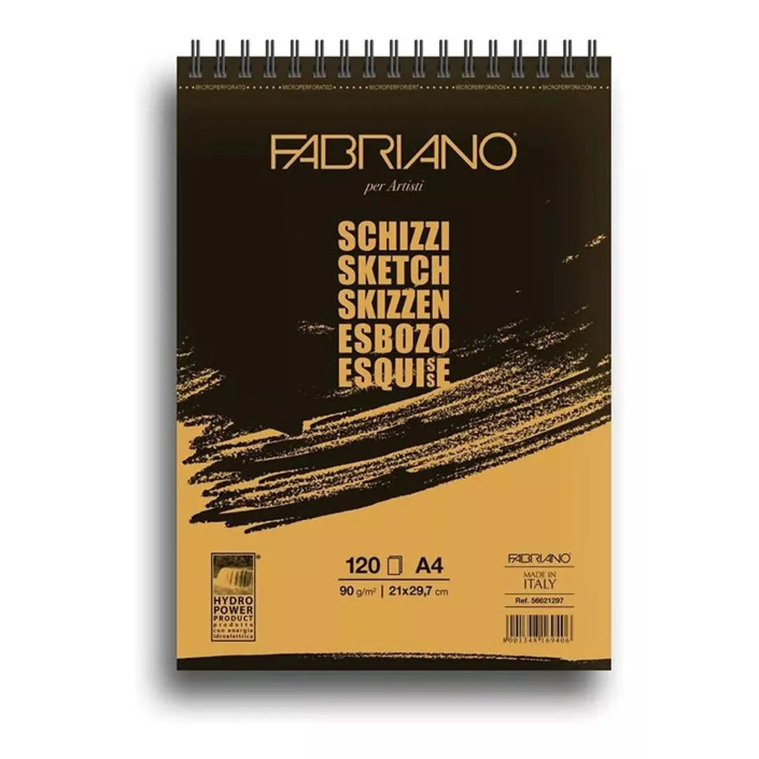 Block Fabriano Arte Sketch Esbozo Espiral 90 G A4 120 Hojas