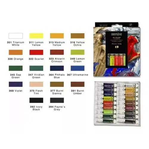 Kit Estuche Pintura Óleo Obertone Arte Tubo 18 Colores 12 Ml