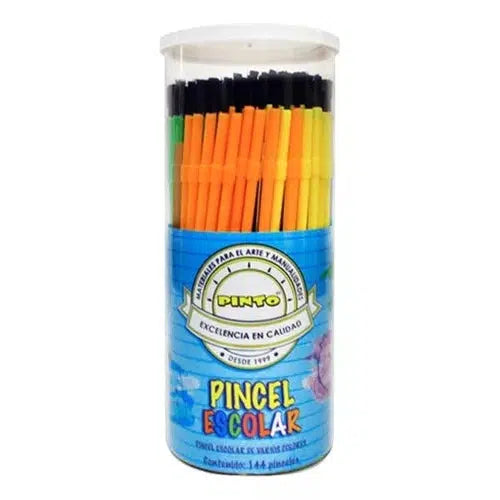 Kit De Pinceles Pinto Escolares Varios Colores 144 Piezas