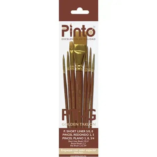 Kit De Pinceles Pinto Golden Taklón Dorado Pt-g 7 Piezas