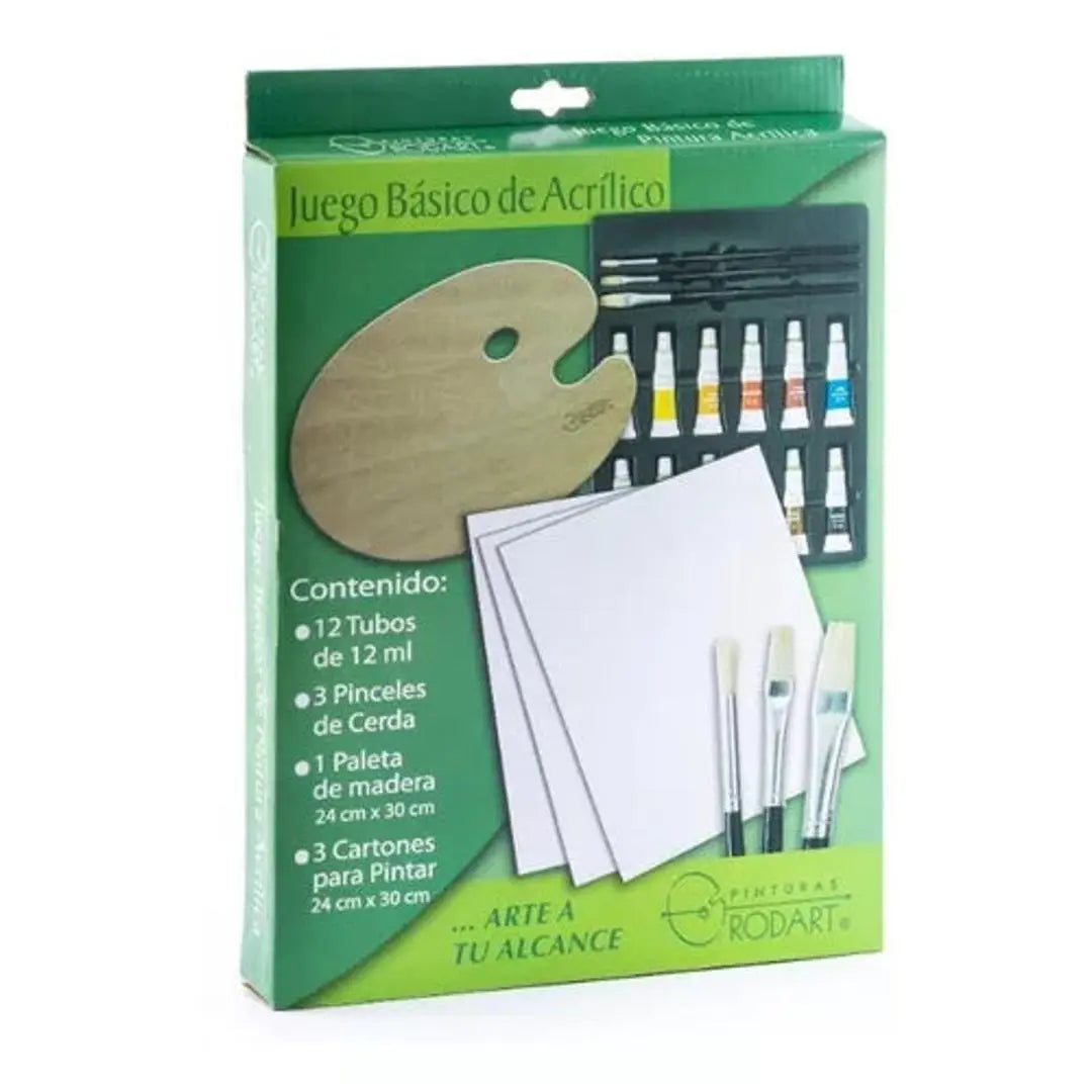 Juego Básico De Pintura Acrílica Rodart 12 Colores 12 Ml