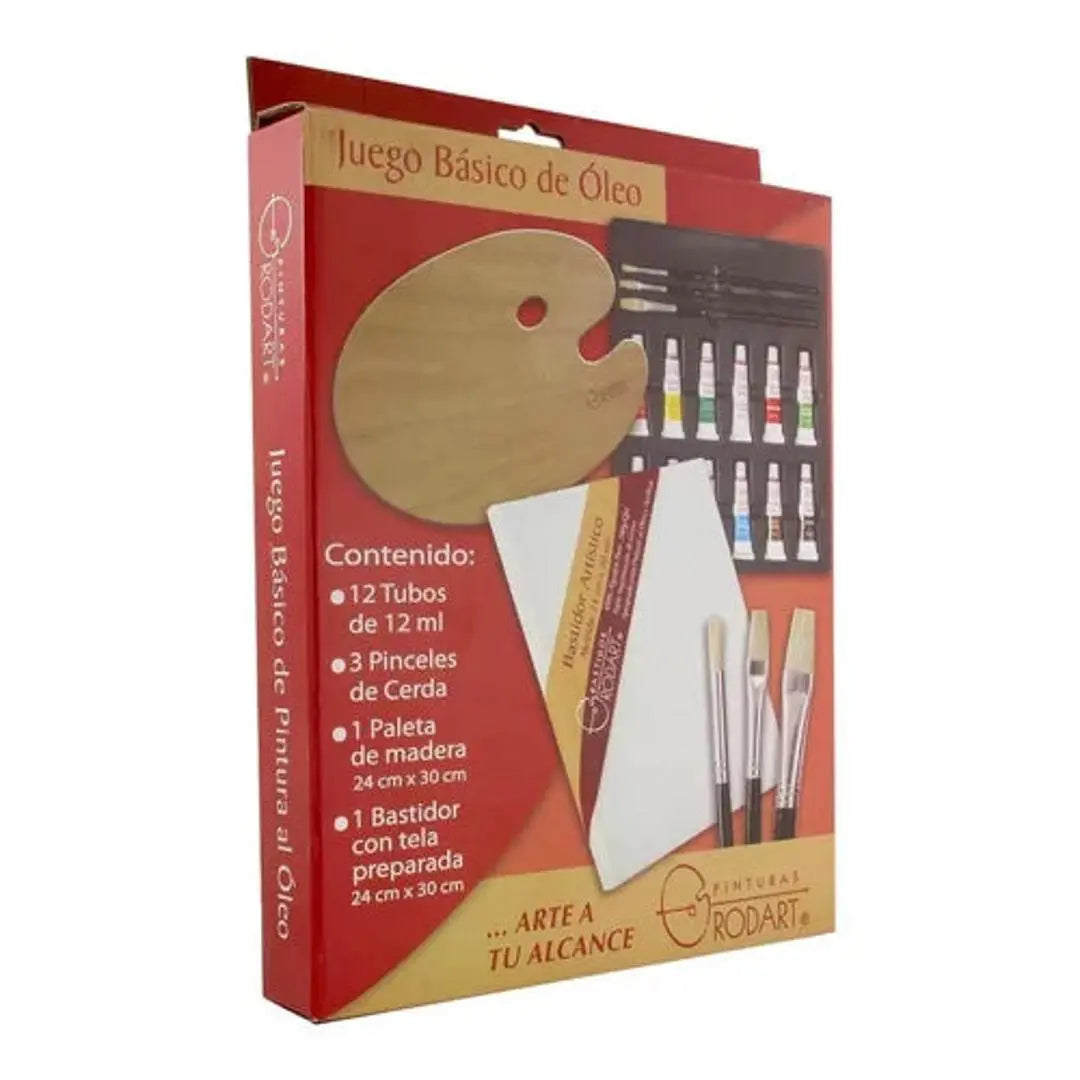 Juego Básico De Pintura Óleo Rodart Pincel 12 Colores 12 Ml
