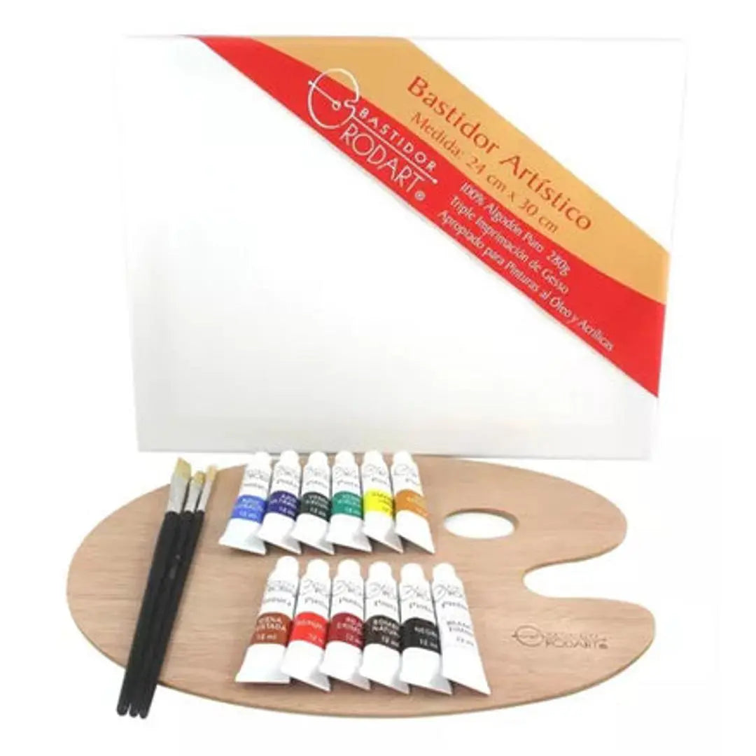 Juego Básico De Pintura Óleo Rodart Pincel 12 Colores 12 Ml