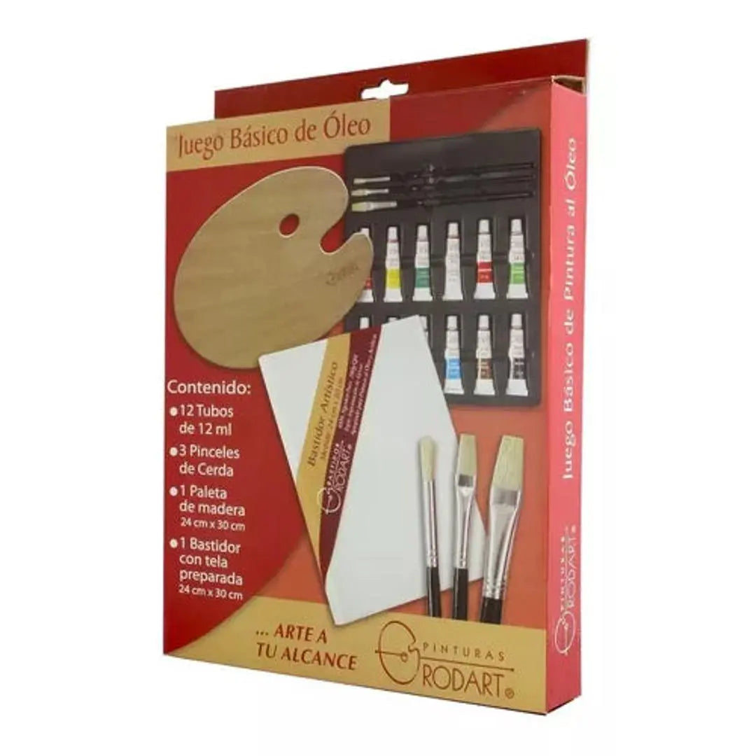Juego Básico De Pintura Óleo Rodart Pincel 12 Colores 12 Ml