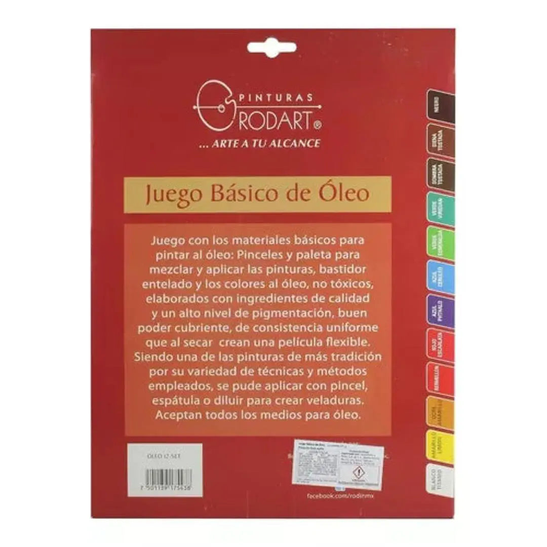 Juego Básico De Pintura Óleo Rodart Pincel 12 Colores 12 Ml