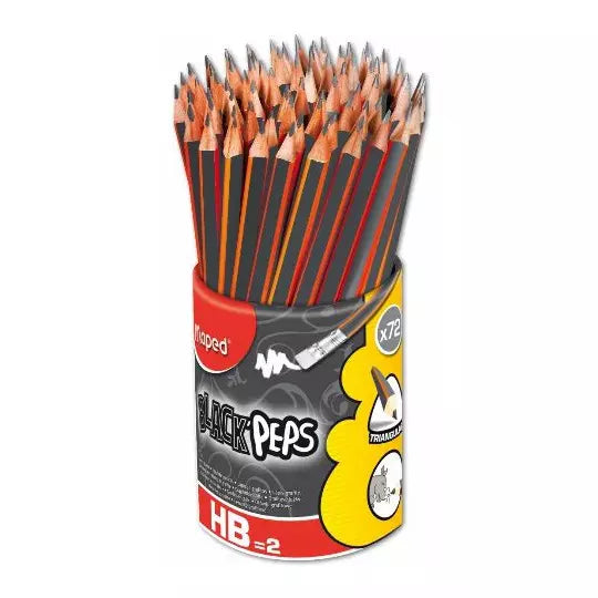 Lápiz Maped HB2 Punta Triangular Madera Grafito Color Negro Bote con 72 Pieza(s)