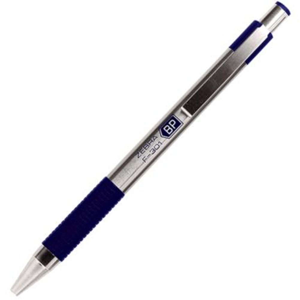 Bolígrafo Retráctil Zebra F-301 Punta de Metál Fina 0.7mm Tinta de Aceite Color Azul 12 Pieza(s)