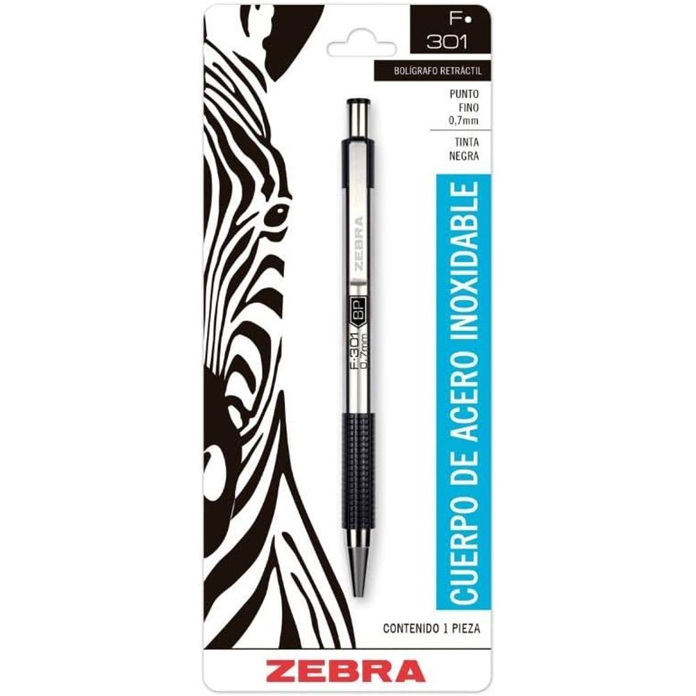 Bolígrafo Retractil Zebra F-301 Punta Fina 0.7mm Color Negro 12 Pieza(s)